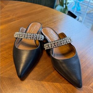 Kurt Geiger Black Mules with Silver Embellishment
